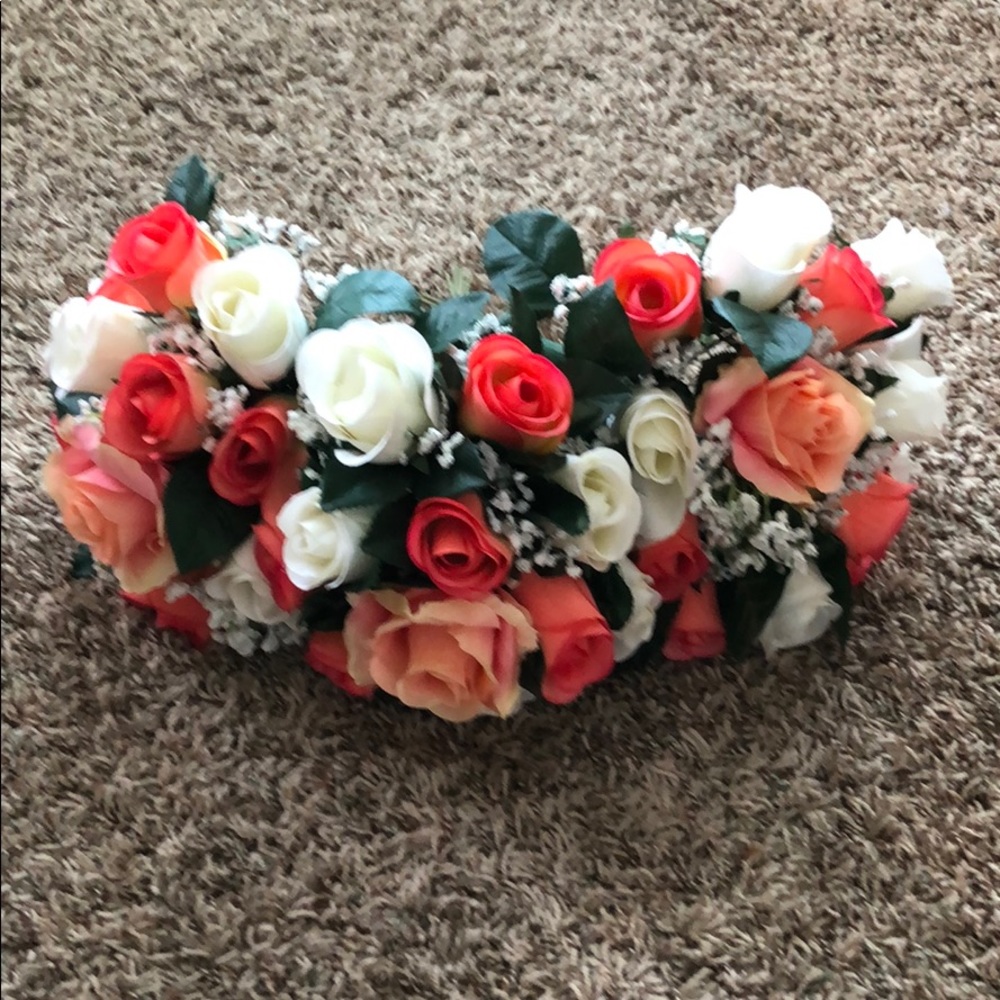 3 Ivory & Peach Silk Rose Bouquets